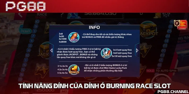 Đặc điểm nổi bật của Burning race slot ở PG88
